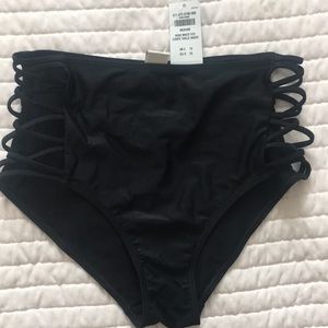 Black hollister medium waist bikini bottoms NEW